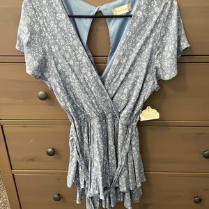 NWT BLUE FLORAL ROMPER